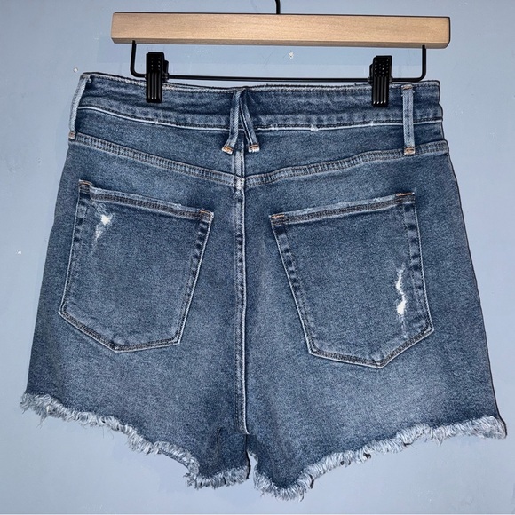 Good American Blue Distressed Jean Shorts - Picture 2 of 5